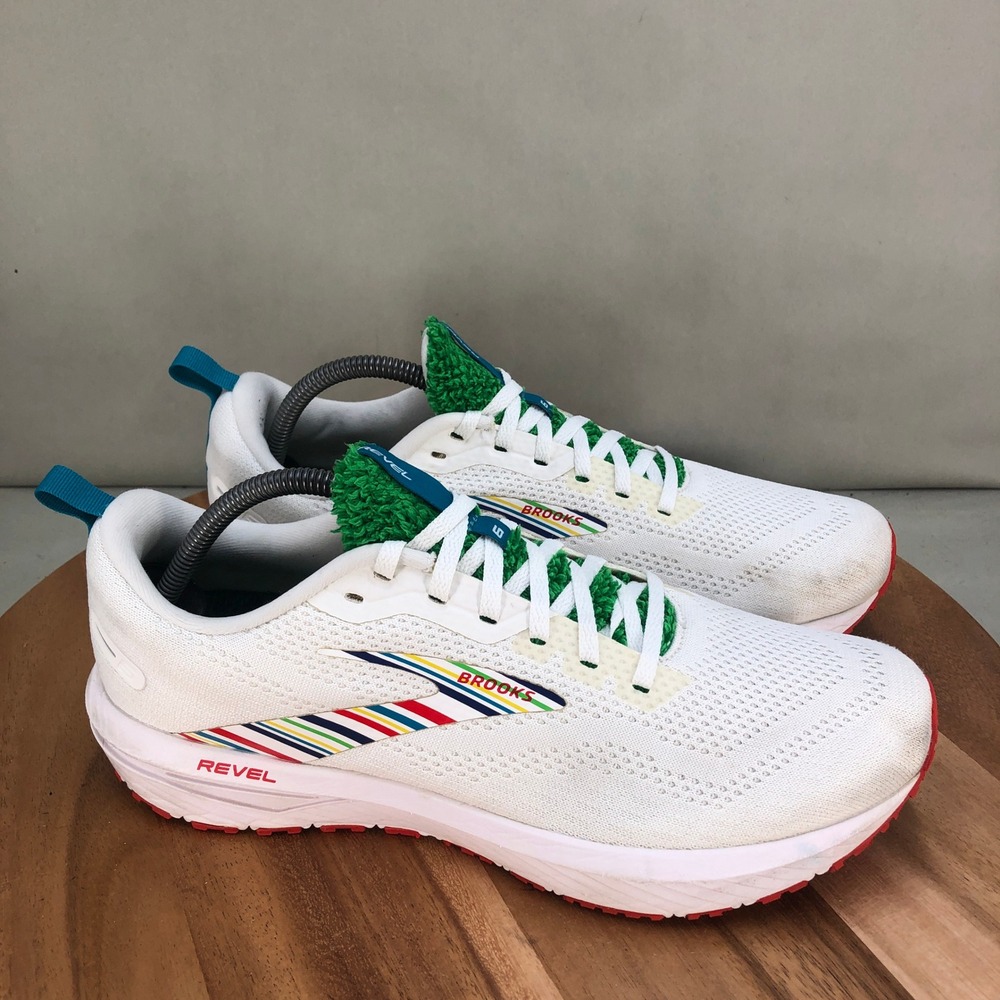 Brooks Revel 6 Mens Running Shoes White Multi Color Stripe 1103981D109 Size 10.5